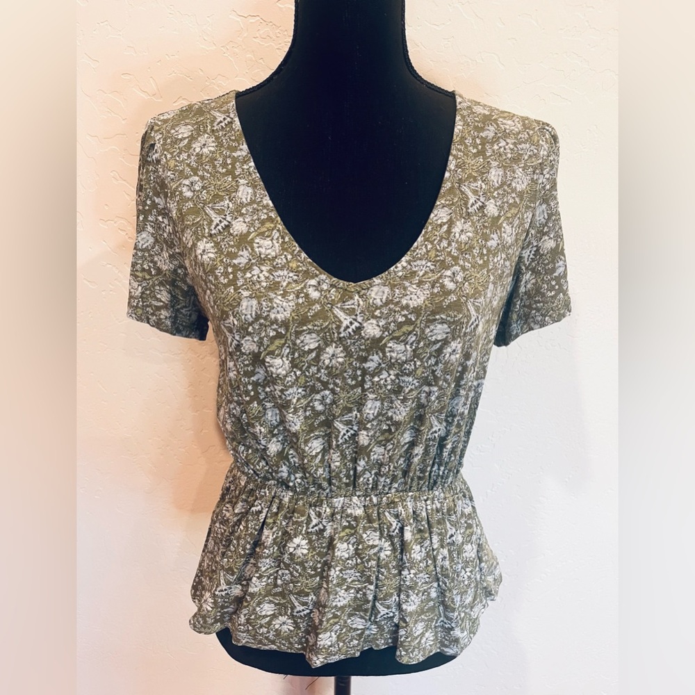 Lucky Brand Green Floral Top
